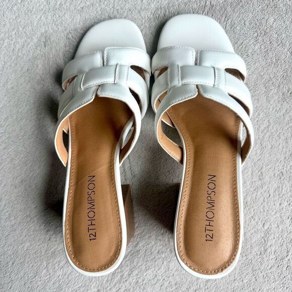 12Thompson White Infused Slide Sandals - Picture 7 of 10